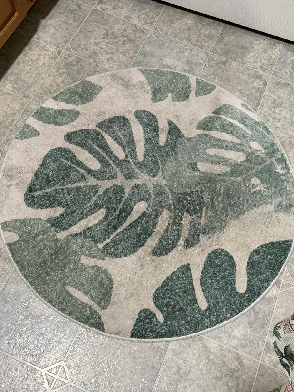 Green Botanical Shower Curtain & Matching Botanical rug! Like new